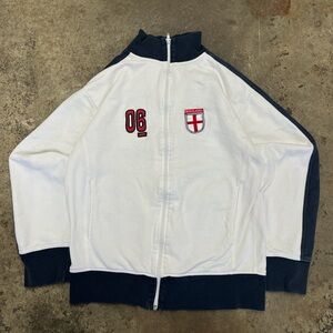 Retro England Zip Up Sweater Men’s Medium White Heavyweight Soccer Stussy Like
